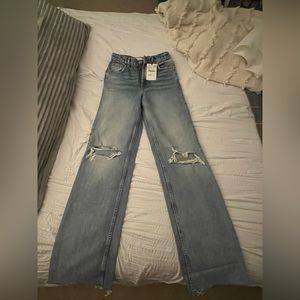 ZARA High-Rise Full Length Wide Leg Jeans
